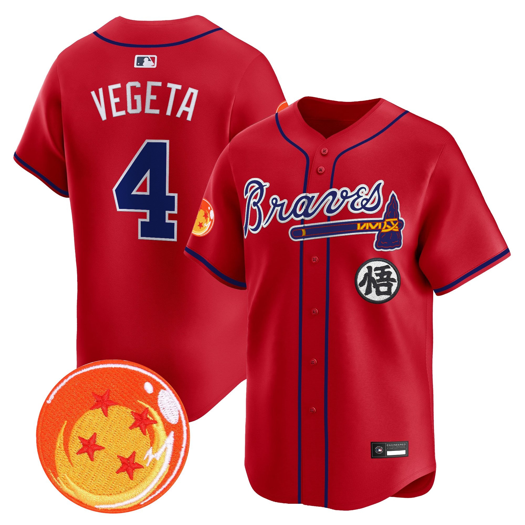 Men's Atlanta Braves x Dragon Ball Vapor Premier Limited Jersey - All Stitched
