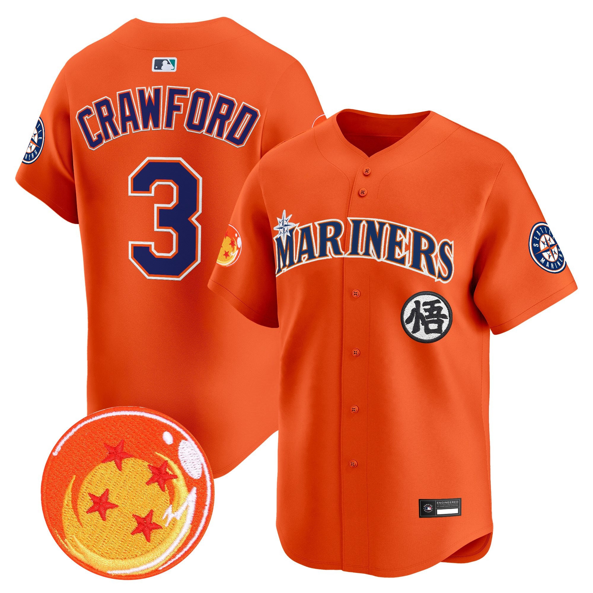Men's Seattle Mariners x Dragon Ball Vapor Premier Limited Jersey - All Stitched