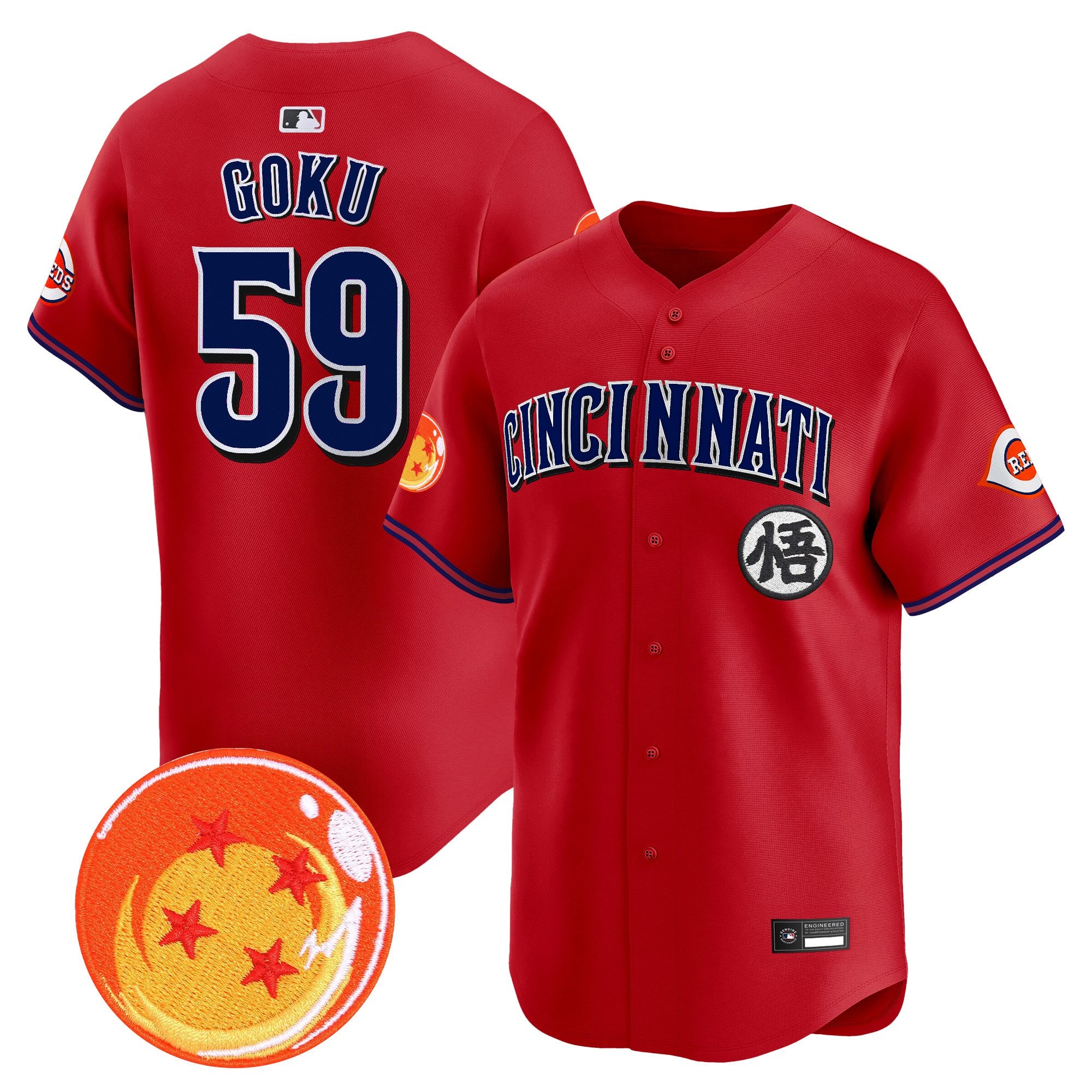 Men's Cincinnati Reds x Dragon Ball Vapor Premier Limited Jersey - All Stitched
