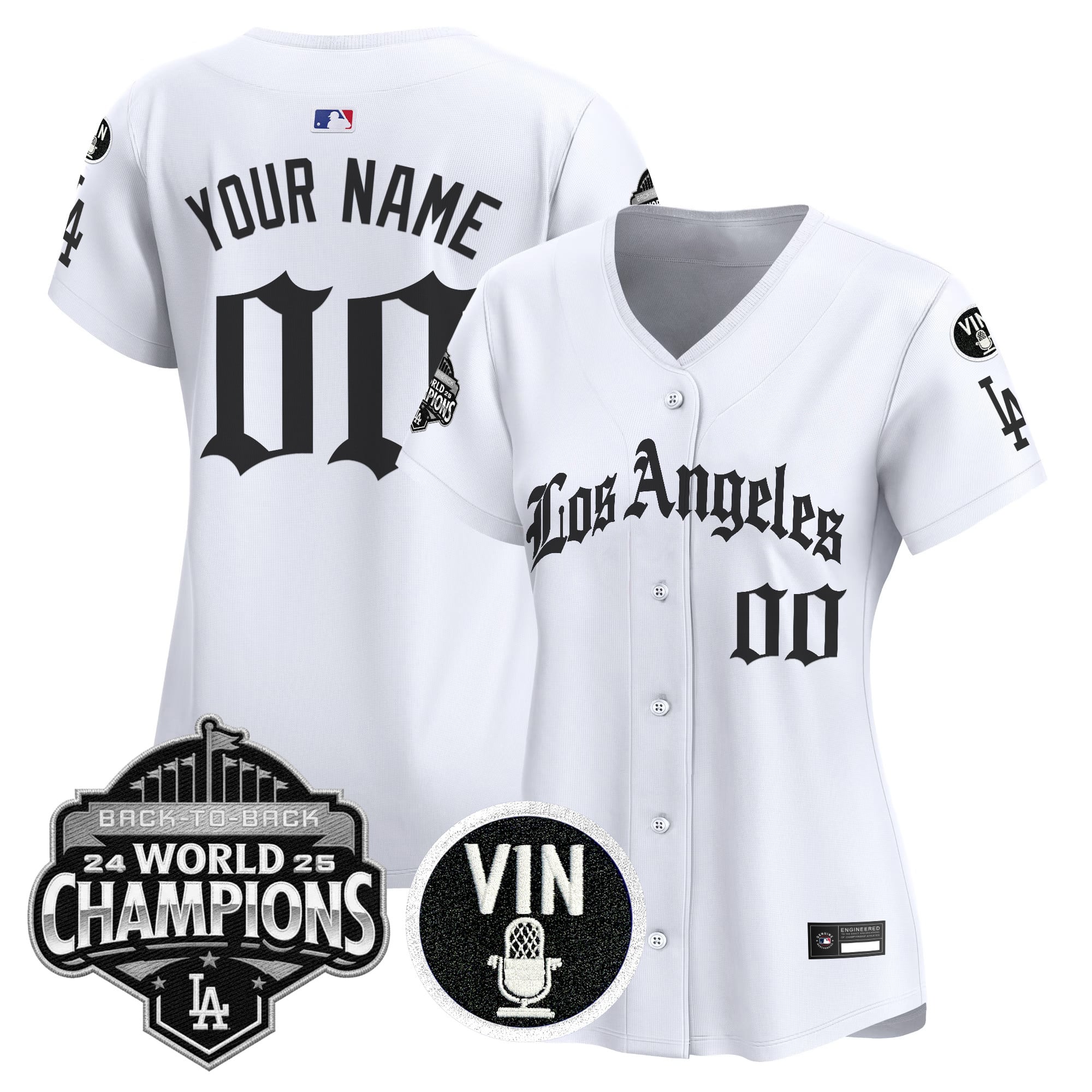 Dodgers 2025 Back-To-Back Champions Vapor Premier Limited Custom Jersey - LA Gothic Edition - All Stitched