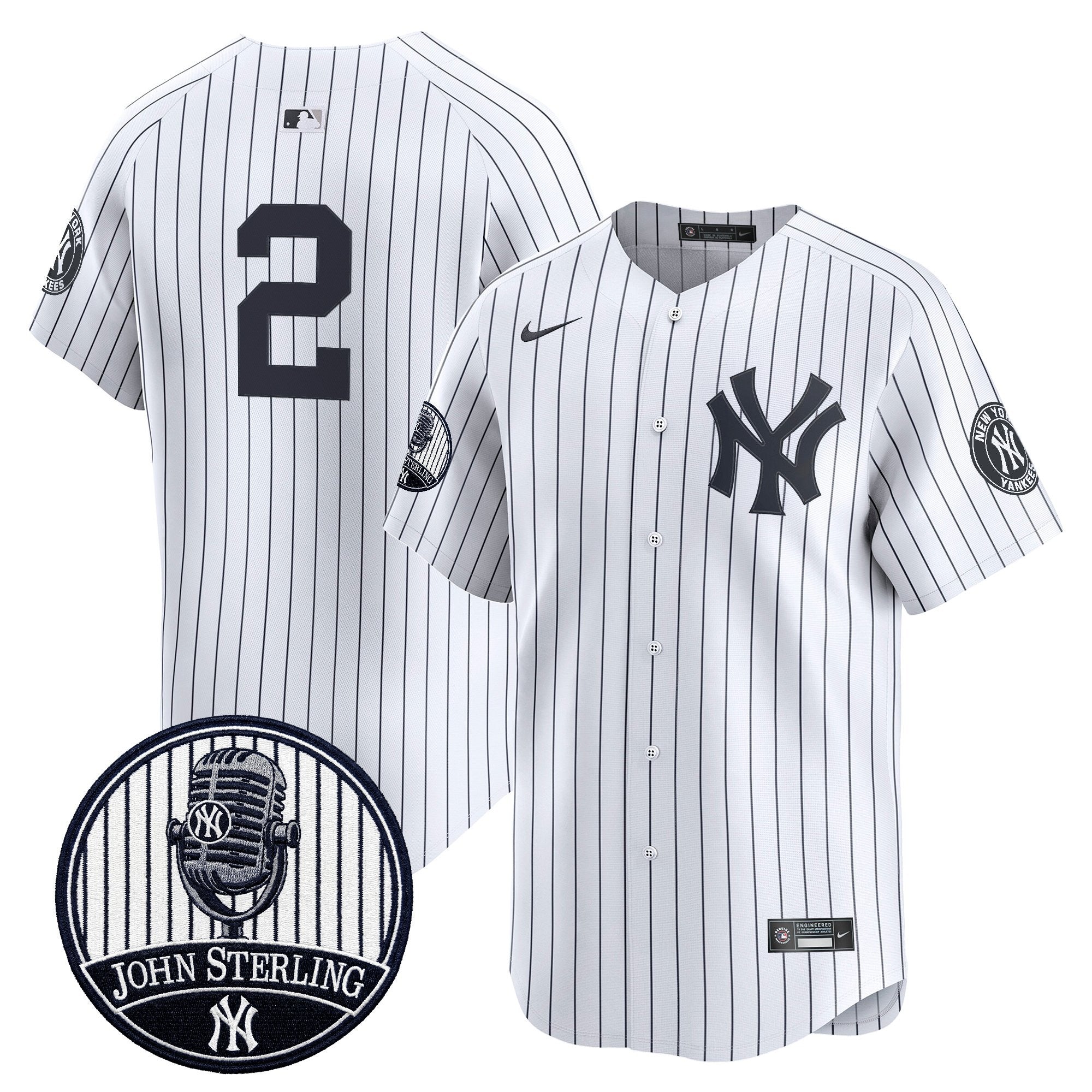 Men's Yankees John Sterling "The Voice of the Yankees" Tribute Patch Vapor Premier Limited Jersey V3 - All Stitched