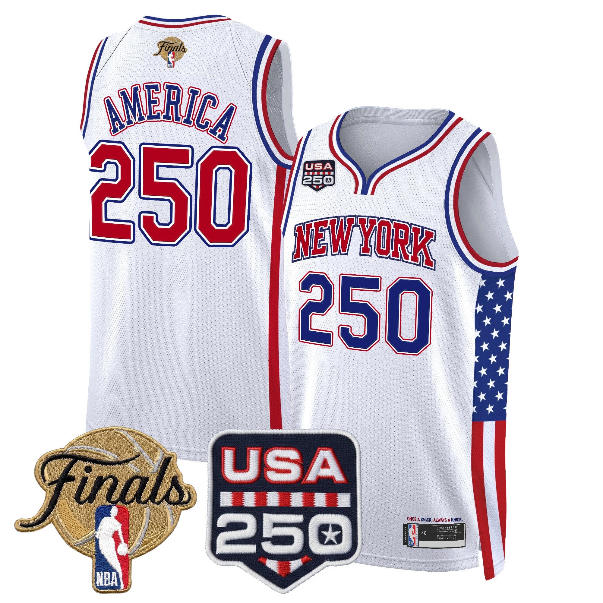 Men's New York Knicks "America 250 Edition" 2026 Finals Patch Swingman Jersey - All Stitched