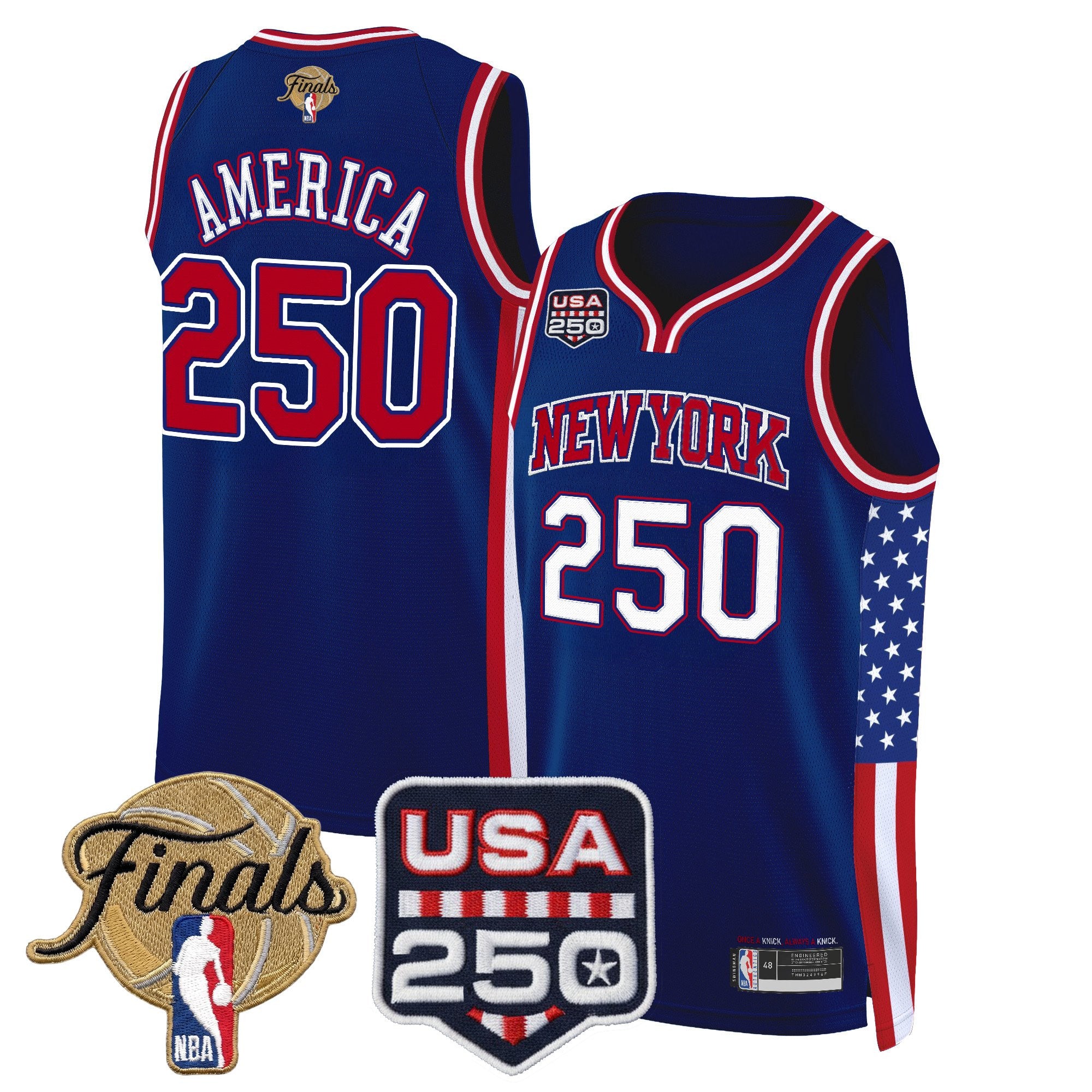 Men's New York Knicks "America 250 Edition" 2026 Finals Patch Swingman Jersey - All Stitched