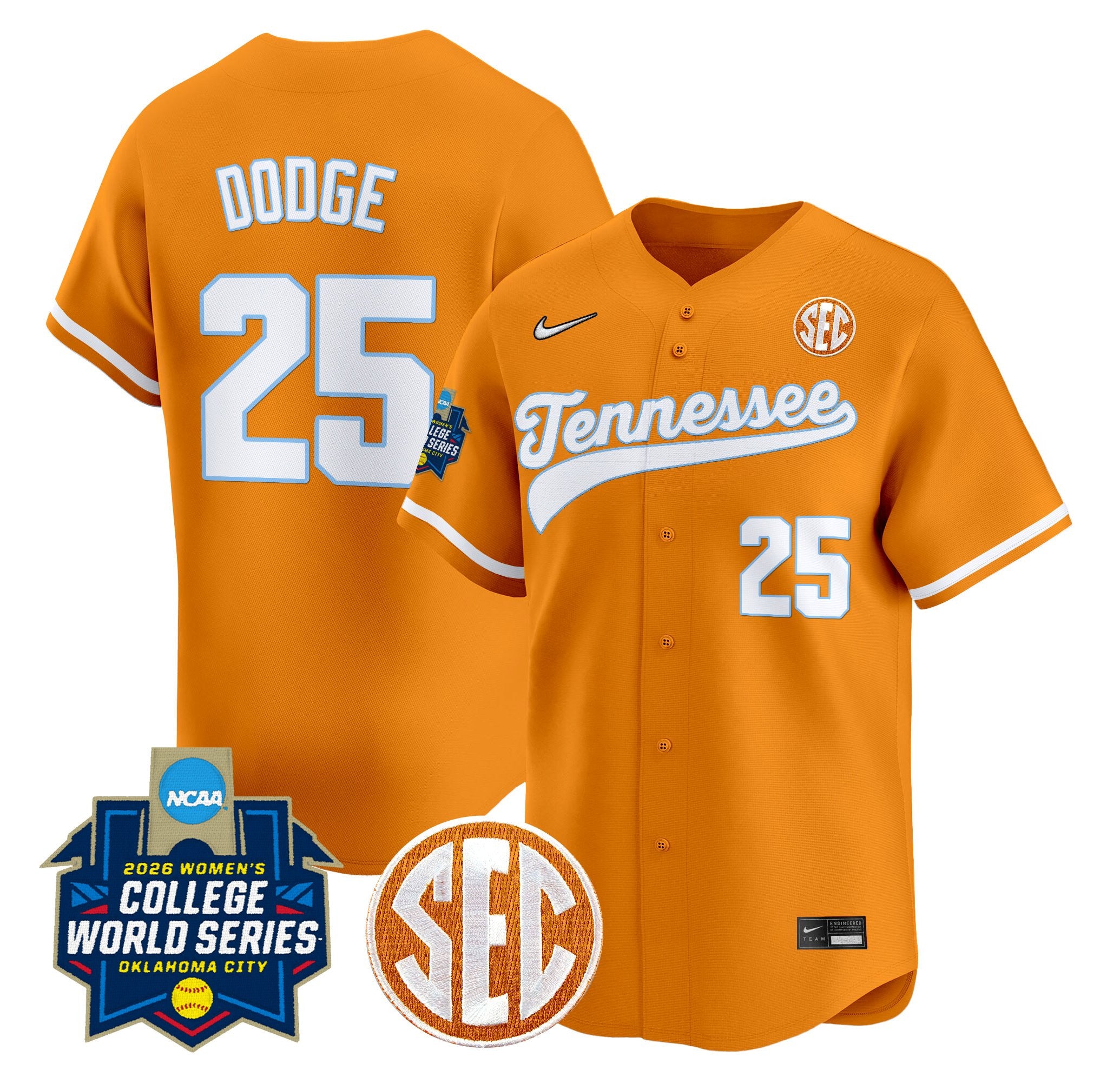 Men's Size - Tennessee Volunteers Softball 2026 World Series (WCWS) Vapor Premier Limited Jersey - All Stitched