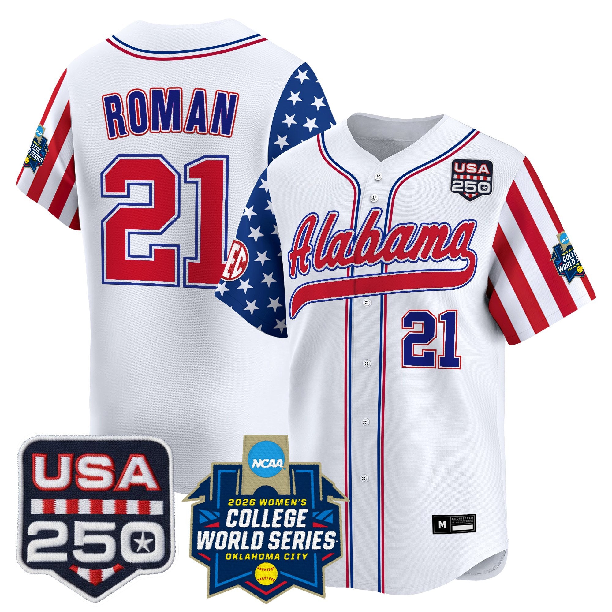 Men's Size - Alabama Softball "America 250 Edition" Vapor Premier Limited Jersey - 2026 World Series (WCWS) - All Stitched