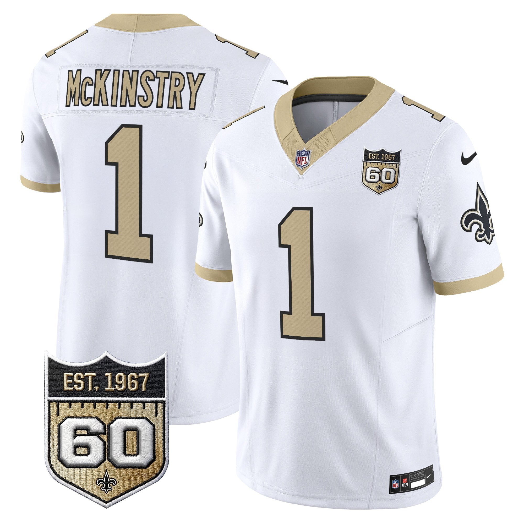 Men's New Orleans Saints 60th Anniversary Patch Vapor Jersey - Gameday Golds Edition - All Stitched