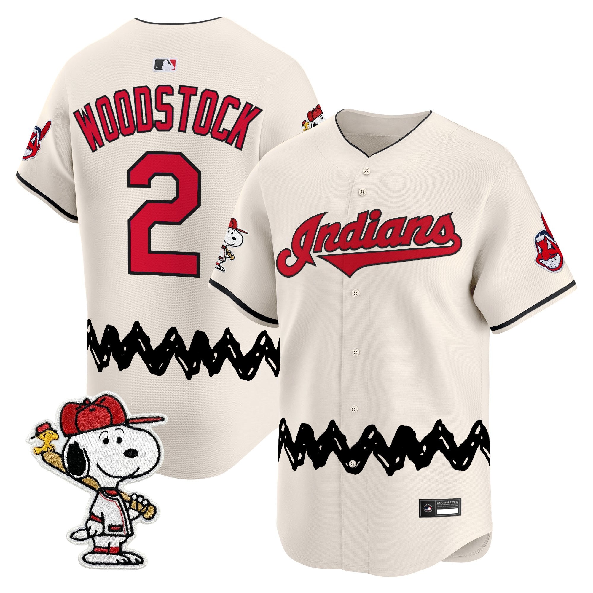Men's Cleveland Indians x Peanuts Vapor Premier Limited Jersey - Stitched