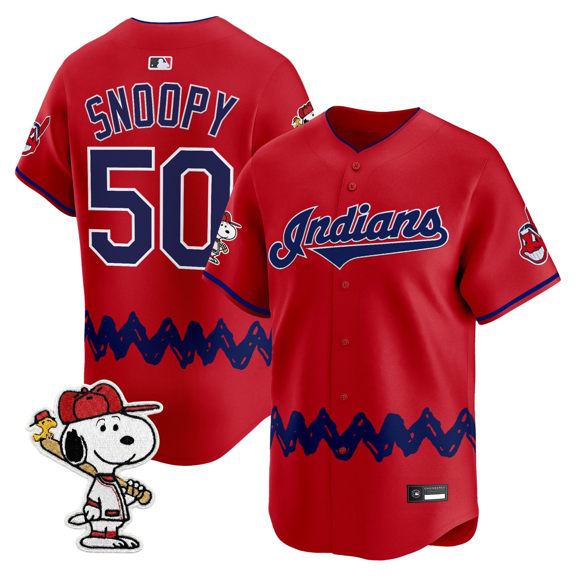 Men's Cleveland Indians x Peanuts Vapor Premier Limited Jersey - Stitched