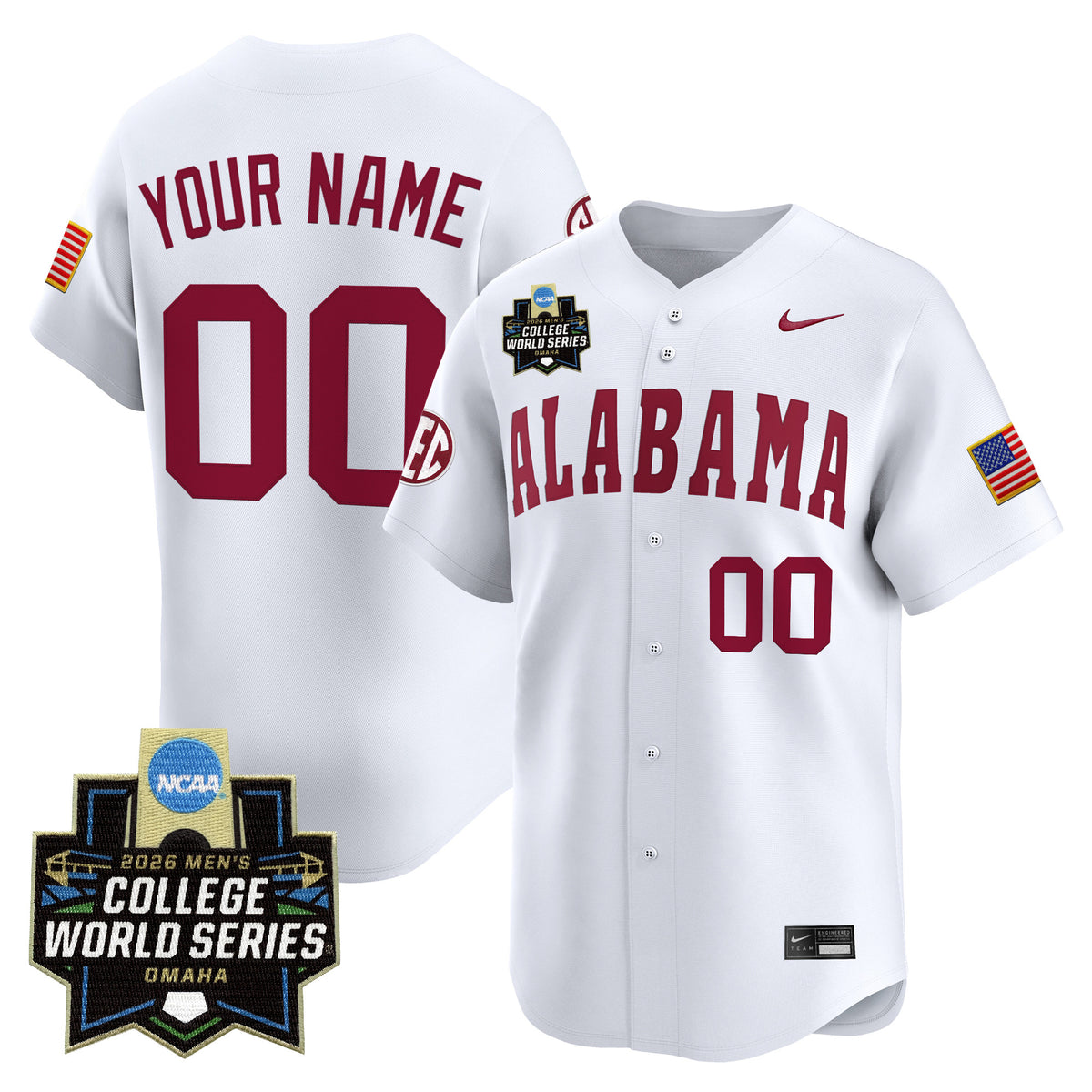 Alabama Crimson Tide 2026 World Series Vapor Premier Limited Custom Jersey - All Stitched
