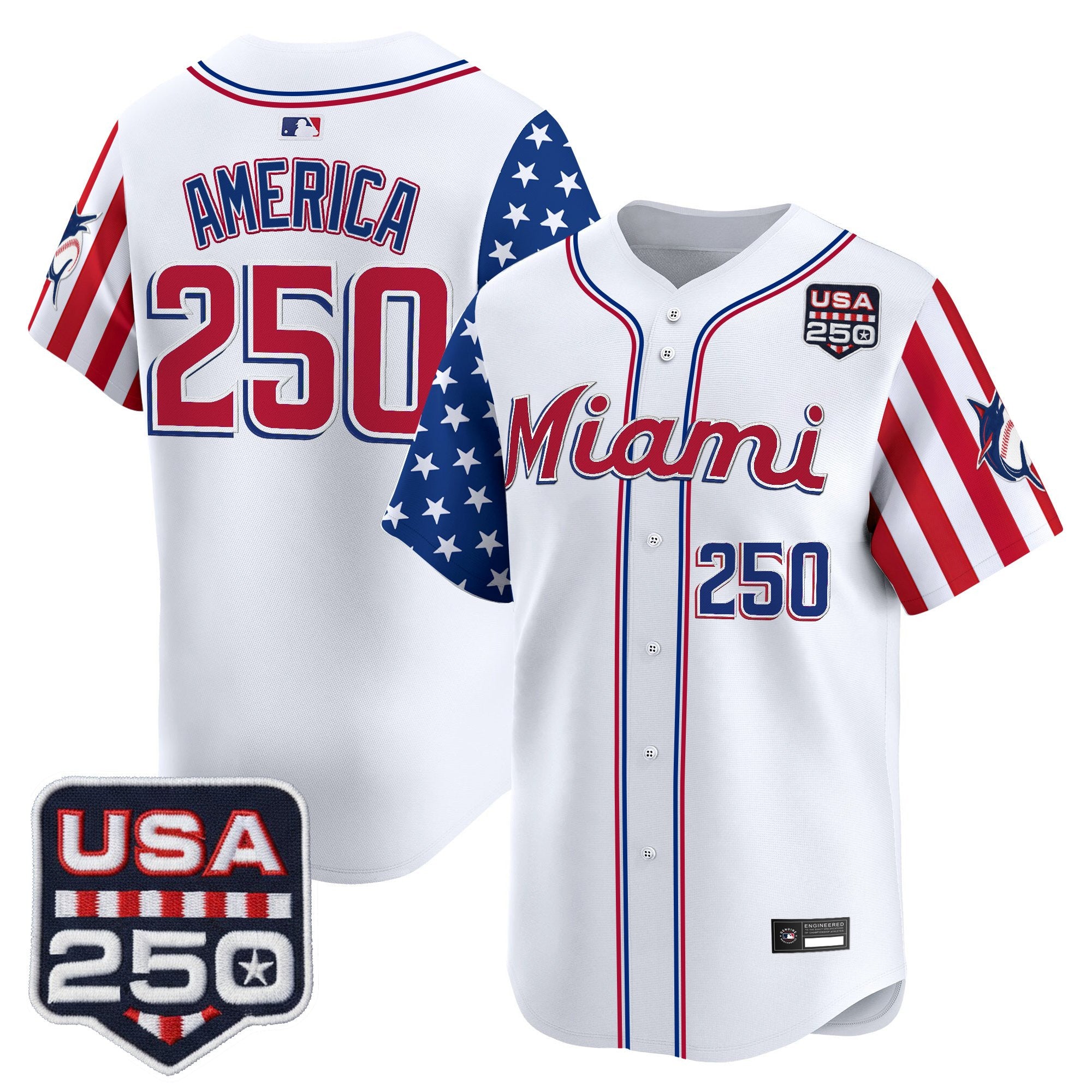 Men's Miami Marlins "America 250 Edition" Vapor Premier Limited Jersey - All Stitched