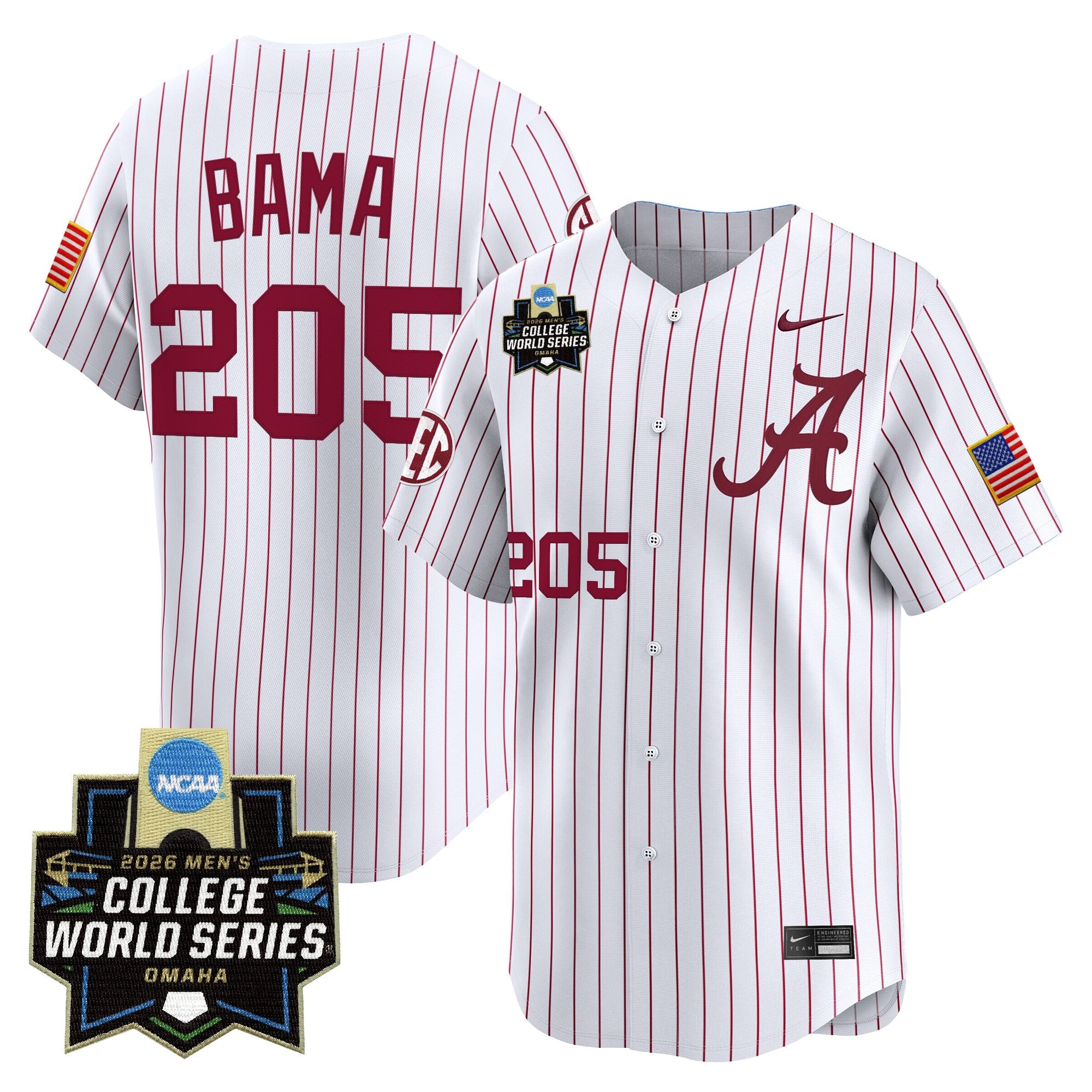 Men's Alabama Crimson Tide 2026 World Series Vapor Premier Limited Jersey V2 - All Stitched
