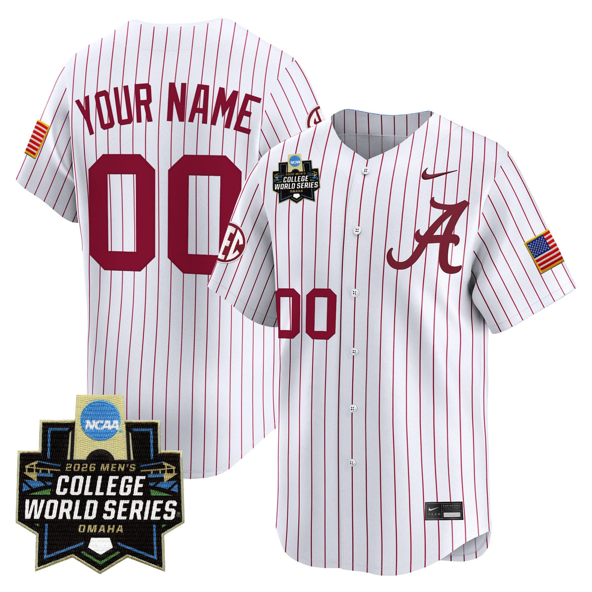 Alabama Crimson Tide 2026 World Series Vapor Premier Limited Custom Jersey V2 - All Stitched