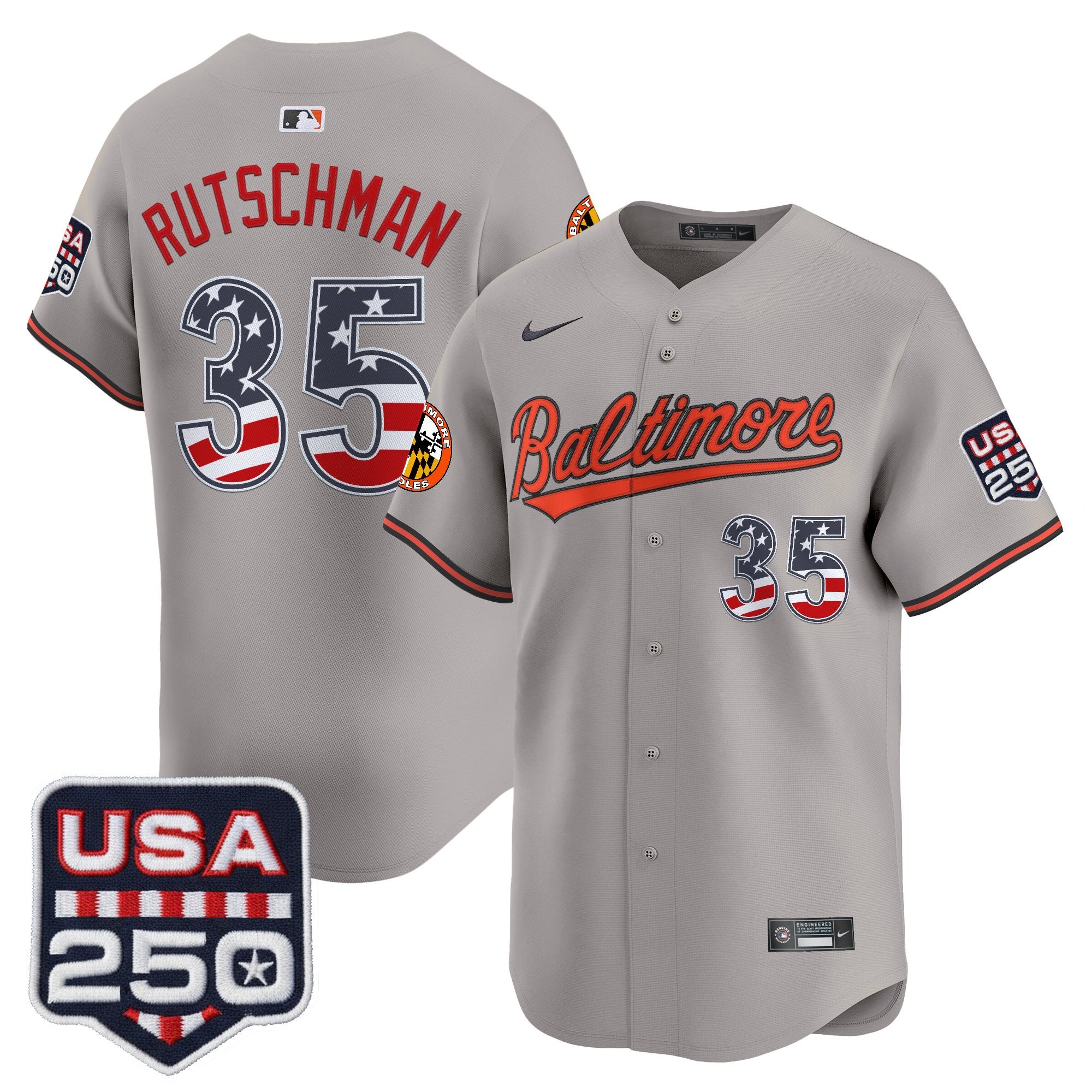 Men's Baltimore Orioles USA 250 Fourth of July Vapor Premier Limited Jersey - All Stitched