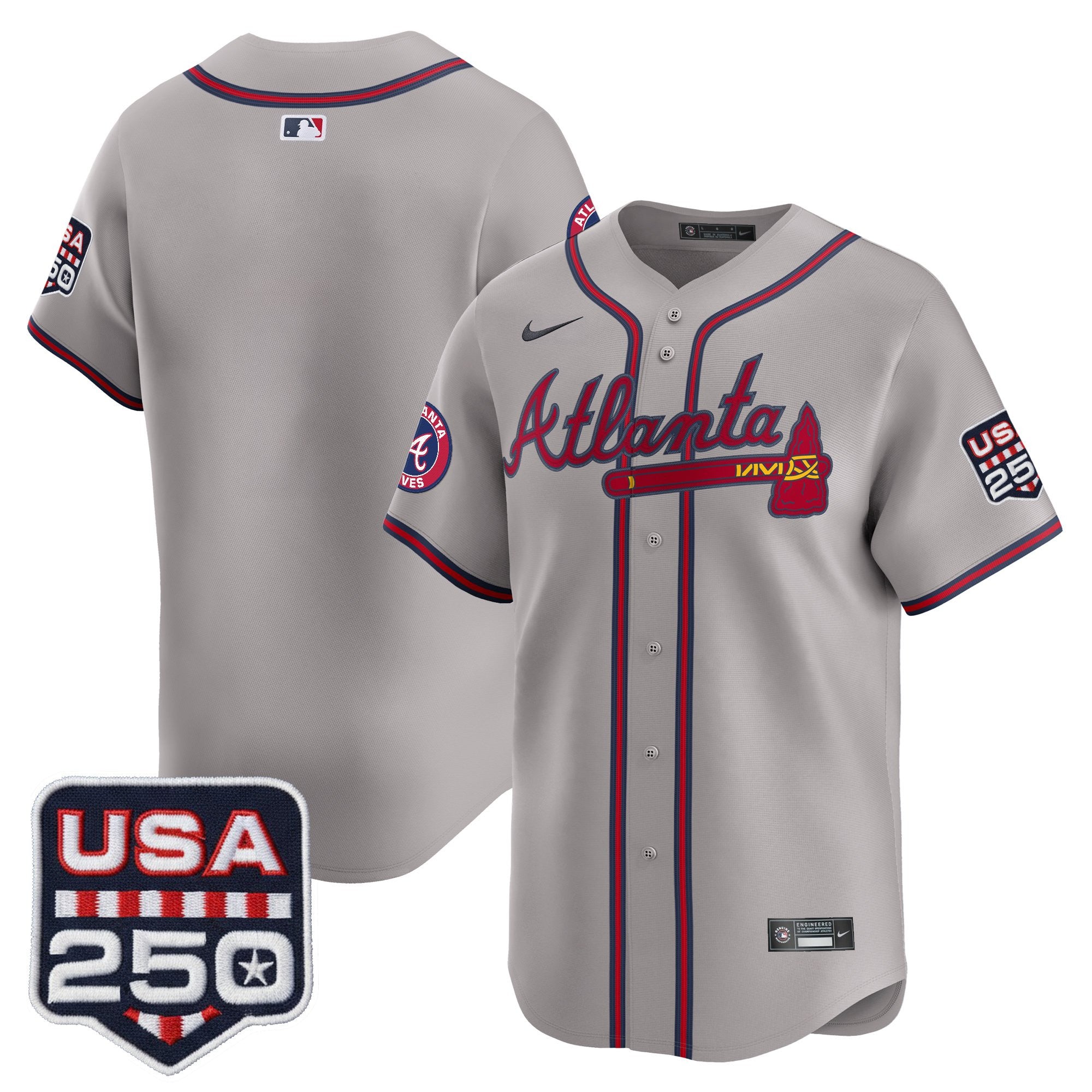Men's Atlanta Braves USA 250 Fourth of July Vapor Premier Limited Jersey - All Stitched