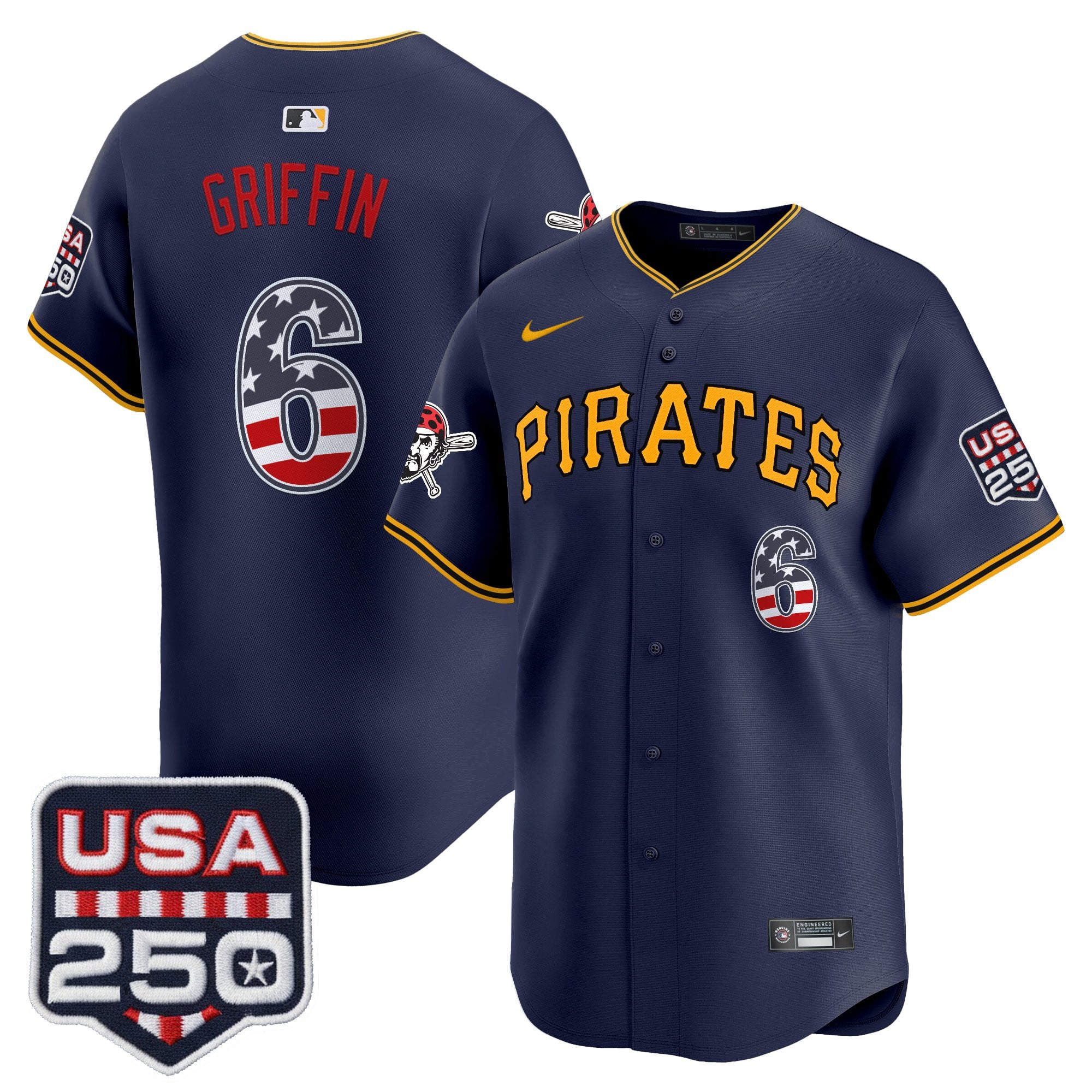 Men's Pittsburgh Pirates USA 250 Fourth of July Vapor Premier Limited Jersey - All Stitched