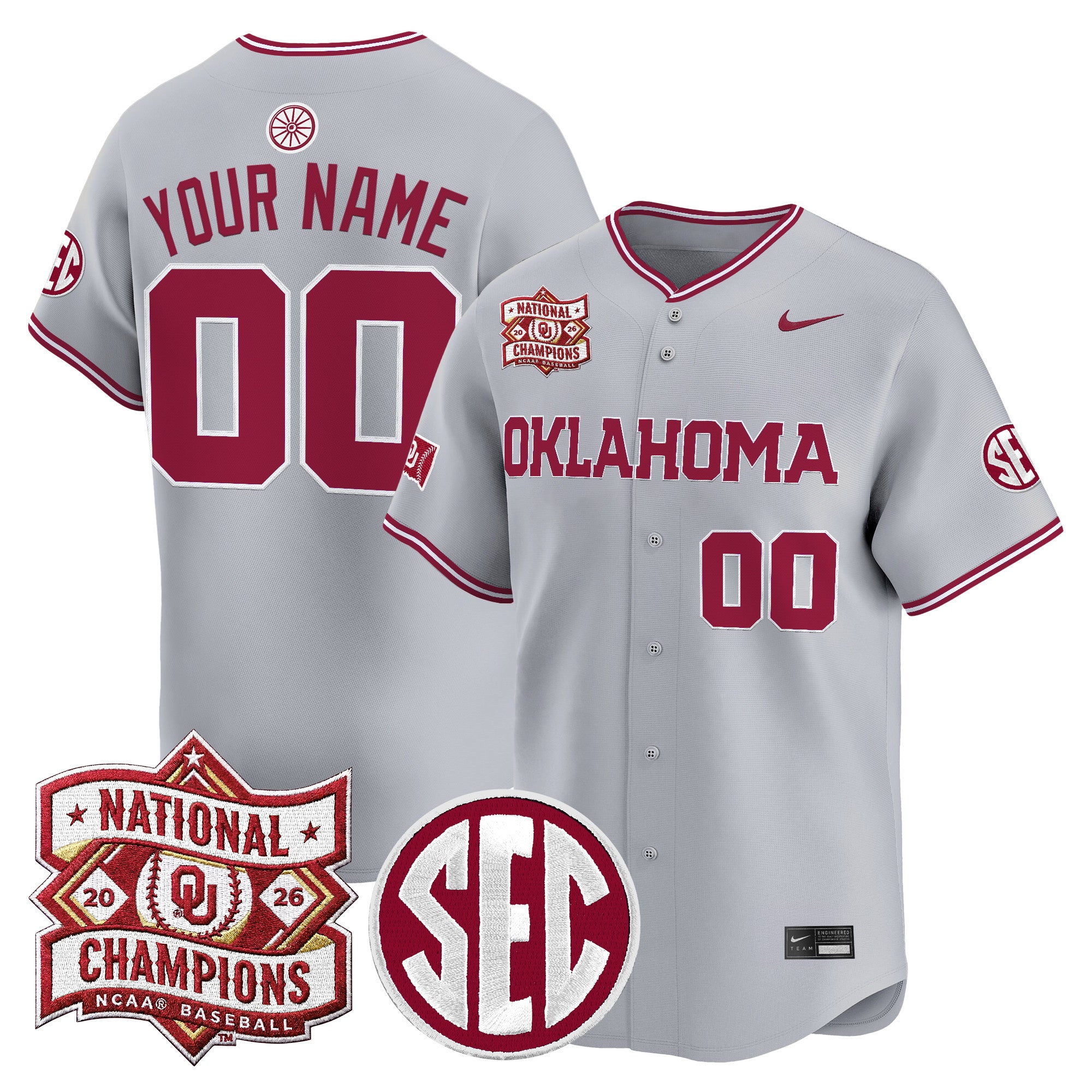 Oklahoma Sooners 2026 National Champions Patch Vapor Premier Limited Custom Jersey - All Stitched