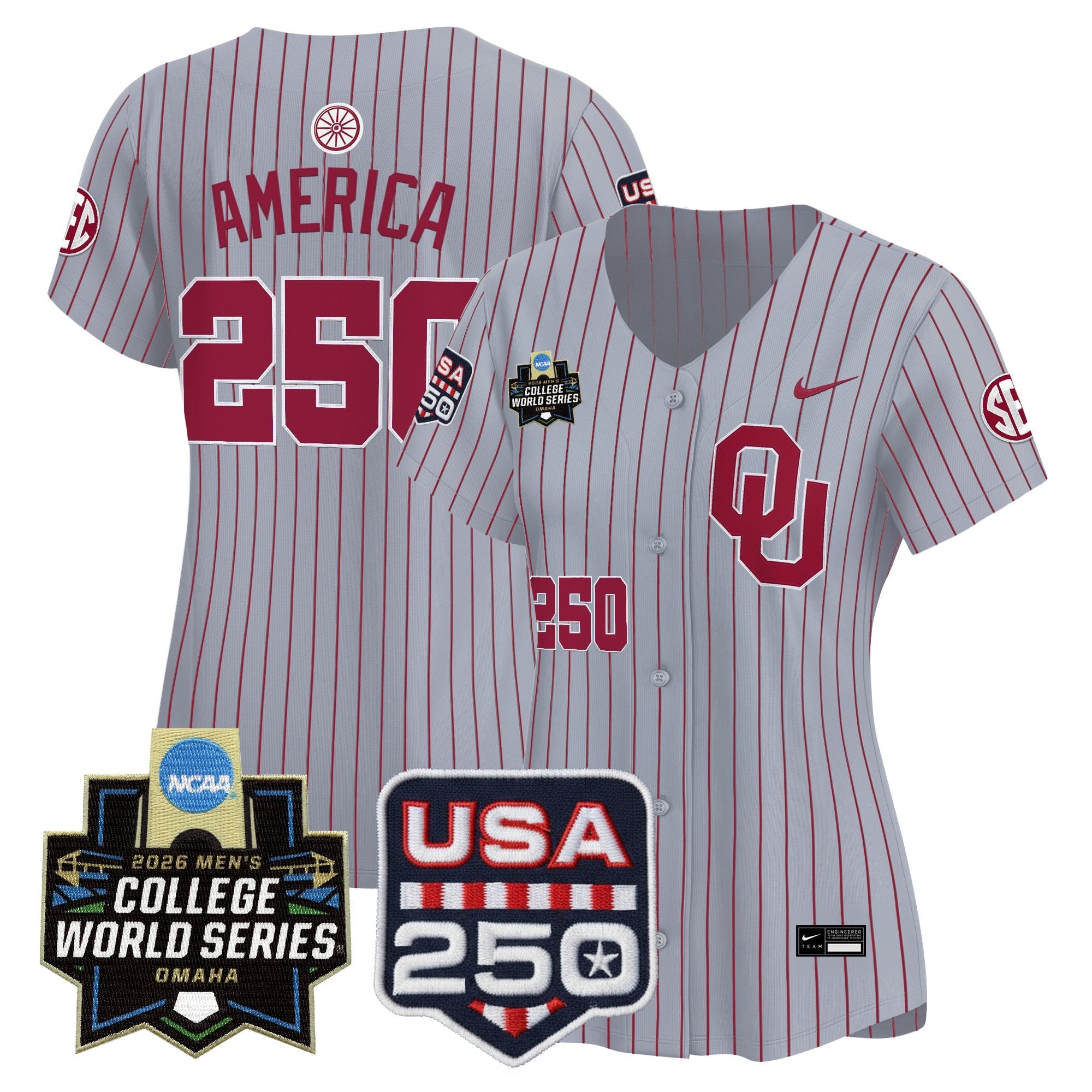 Women's Oklahoma Sooners 2026 World Series Vapor Premier Limited Jersey - 250 America Patch - All Stitched