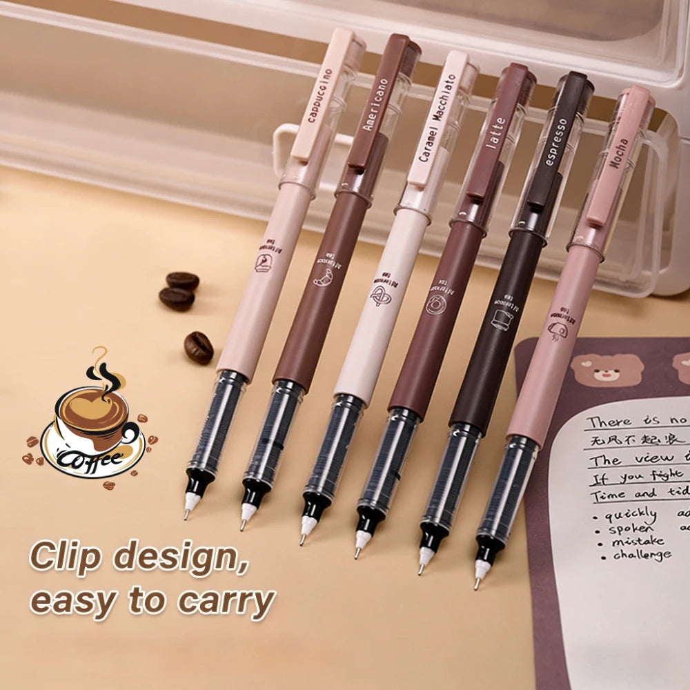 6Pcs/Set Large Capacity Gel Pen 0.5mm Quick-Drying Black Ink Pen Liquid Roller Ball Pen Student Writing Pens School Supplies